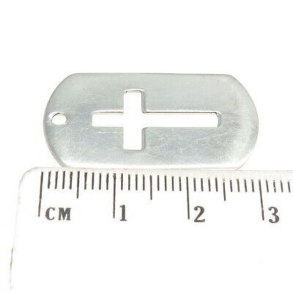 TRU KAY 925 Sterling Silver Vintage Cross Tag Pendant - Picture 3 of 7